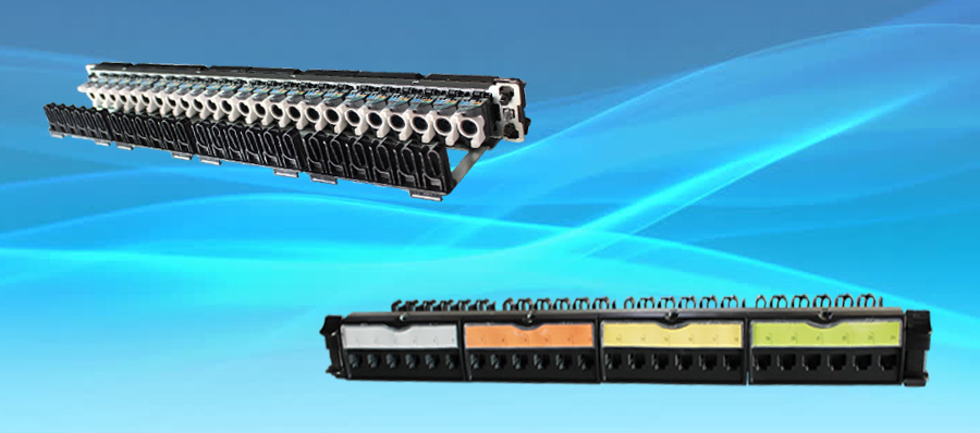 1U CAT6 24 ports UTP free-tool colored patch panel