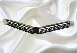 1U CAT6 24 ports FTP angled patch panel