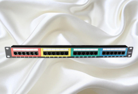1U CAT6 24 ports UTP colored patch panel